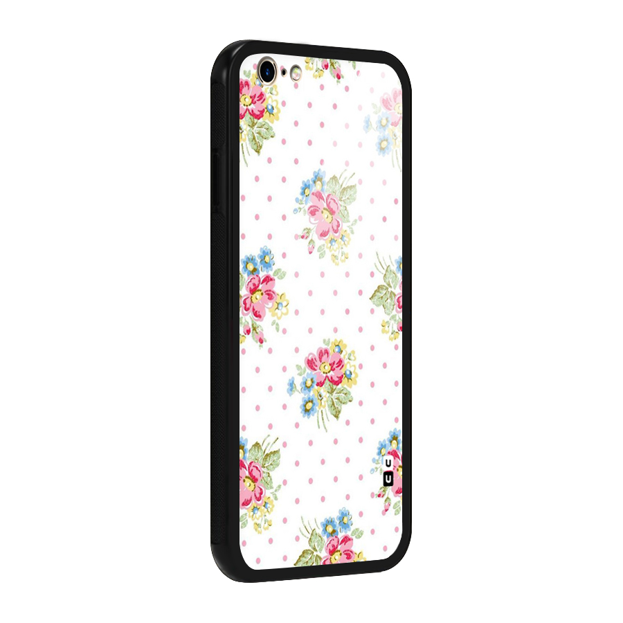 Painted Polka Floral Glass Back Case for iPhone 6 6S