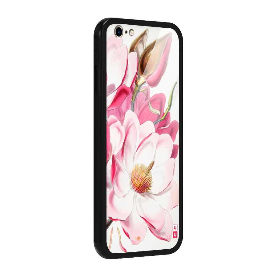 Pink Beautiful Flower Glass Back Case for iPhone 6 6S