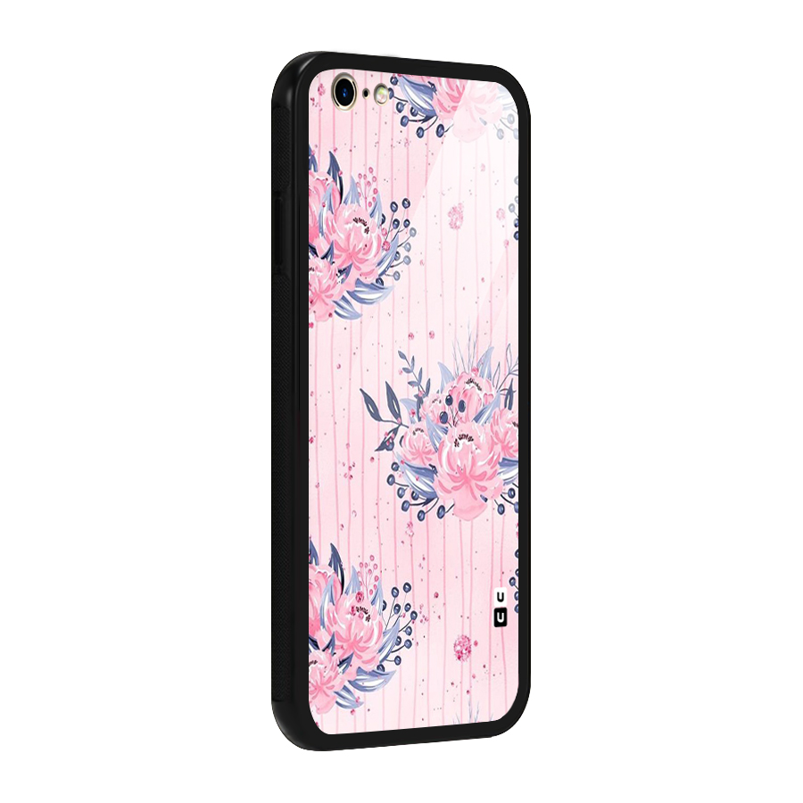 Pink Floral and Stripes Glass Back Case for iPhone 6 6S