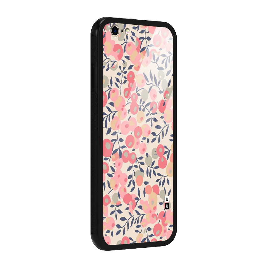 Pink Leaf Pattern Glass Back Case for iPhone 6 6S