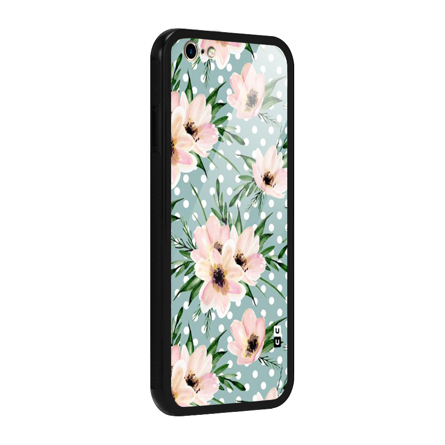Polka Art Floral Glass Back Case for iPhone 6 6S
