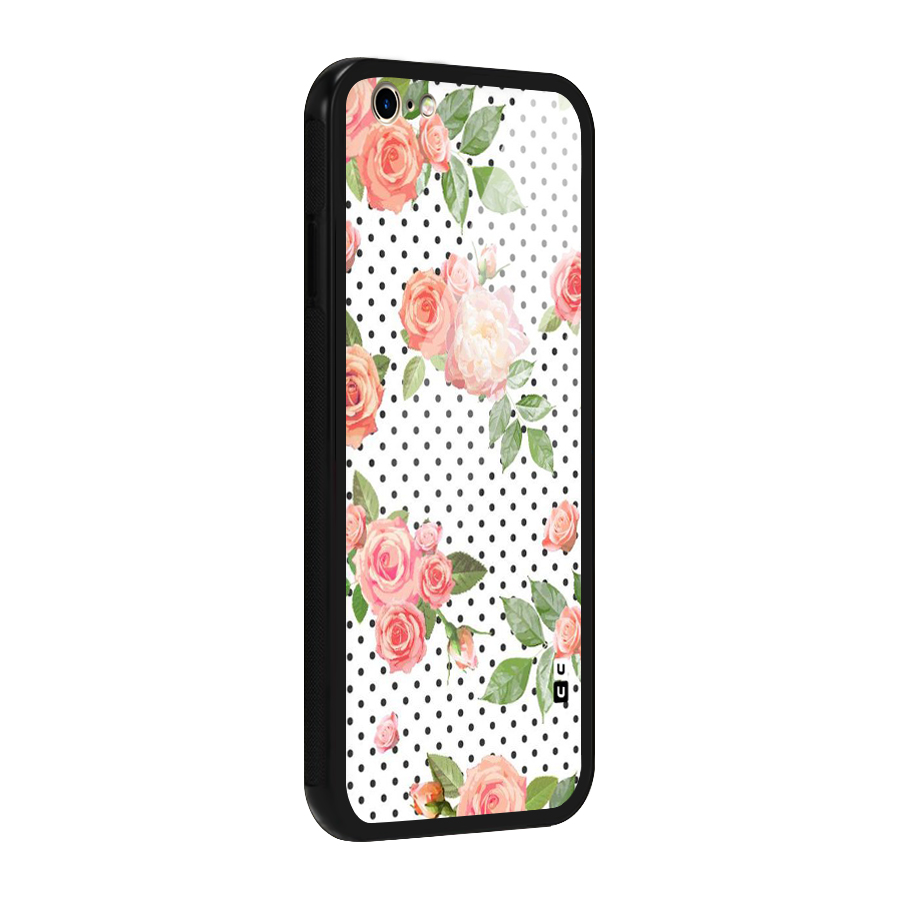 Polka Bloom White Glass Back Case for iPhone 6 6S