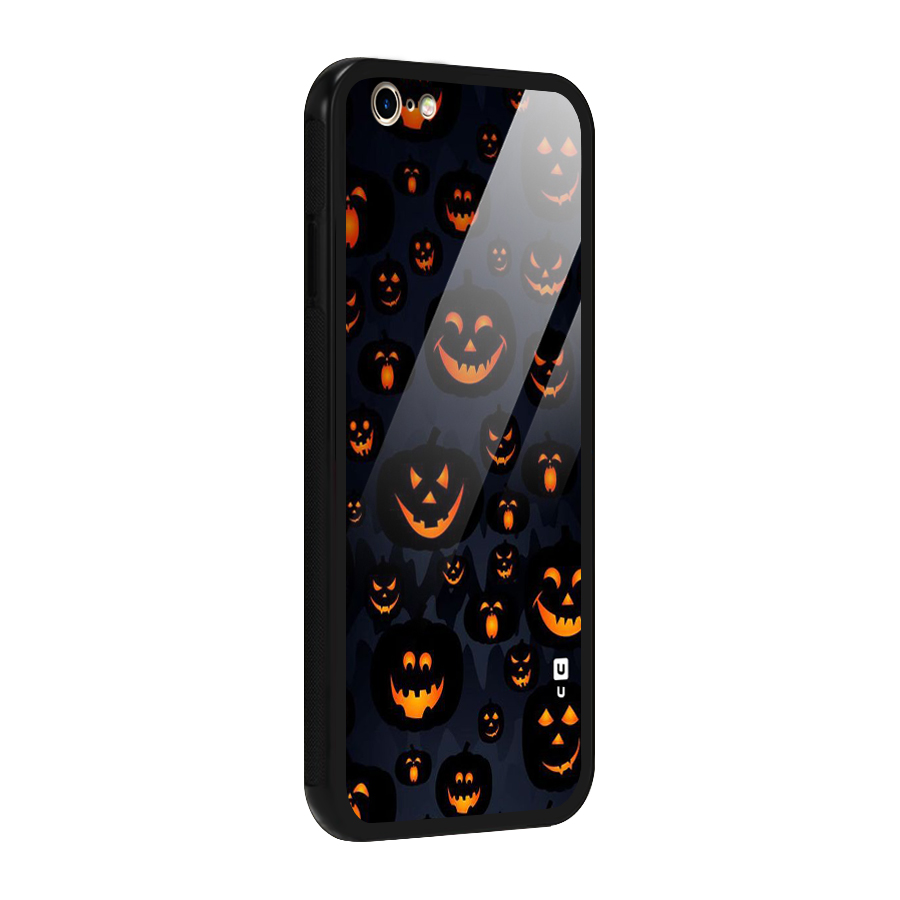 Pumpkin Smile Pattern Glass Back Case for iPhone 6 6S
