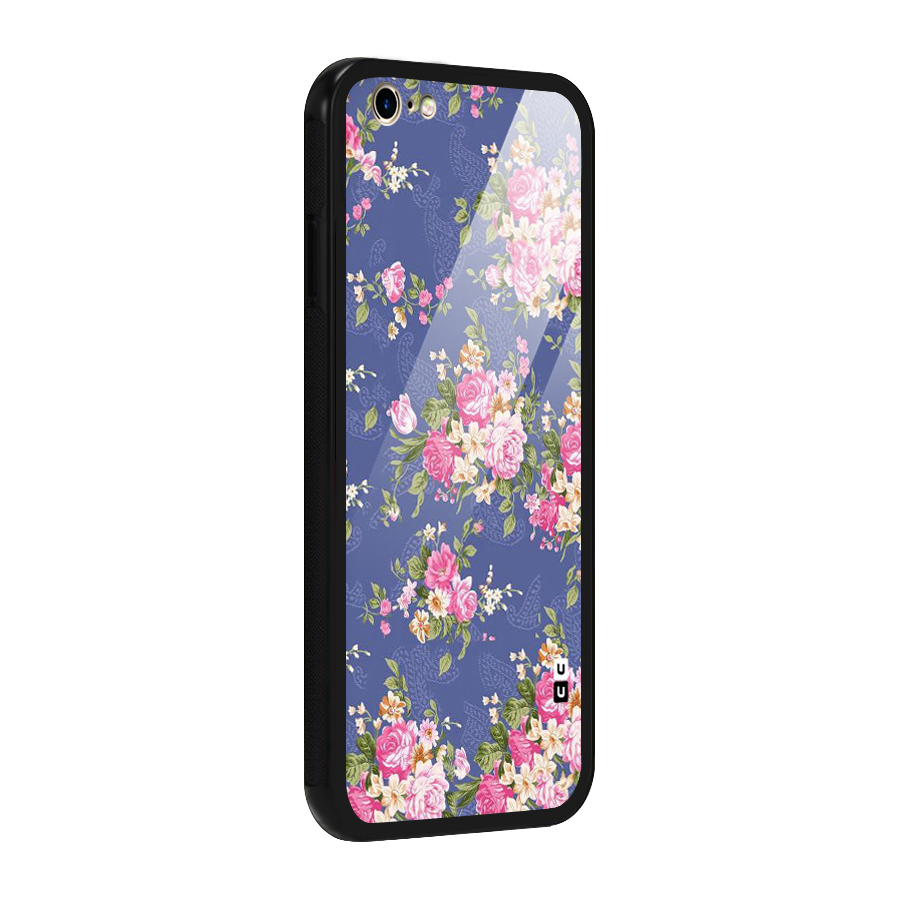 Purple Pink Floral Glass Back Case for iPhone 6 6S