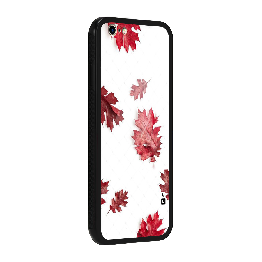 Red Appealing Autumn Leaves Glass Back Case for iPhone 6 6S