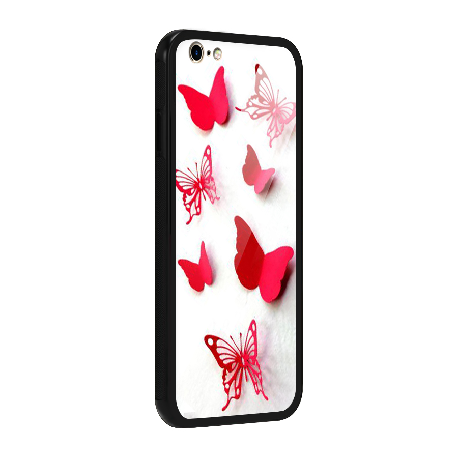 Red Butterflies Glass Back Case for iPhone 6 6S