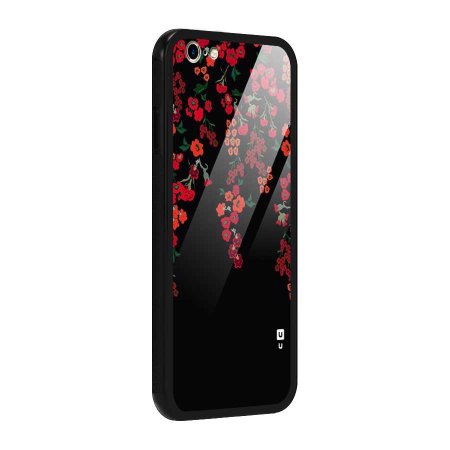 Red Floral Pattern Glass Back Case for iPhone 6 6S