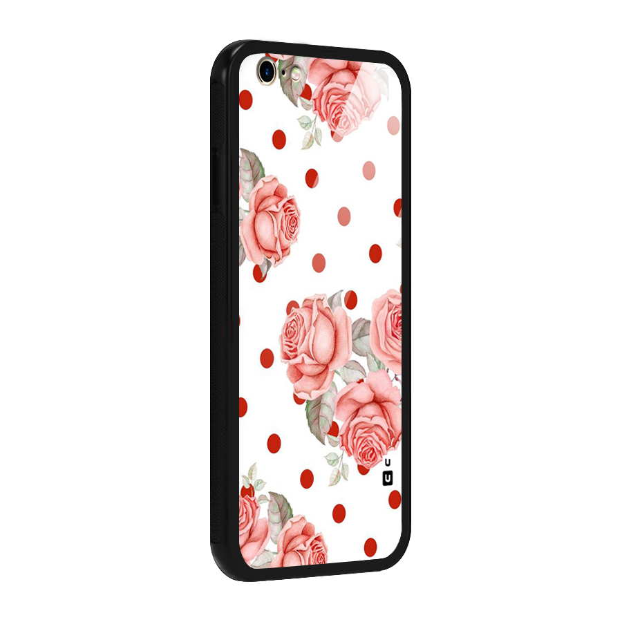 Red Peach Shade Flowers Glass Back Case for iPhone 6 6S