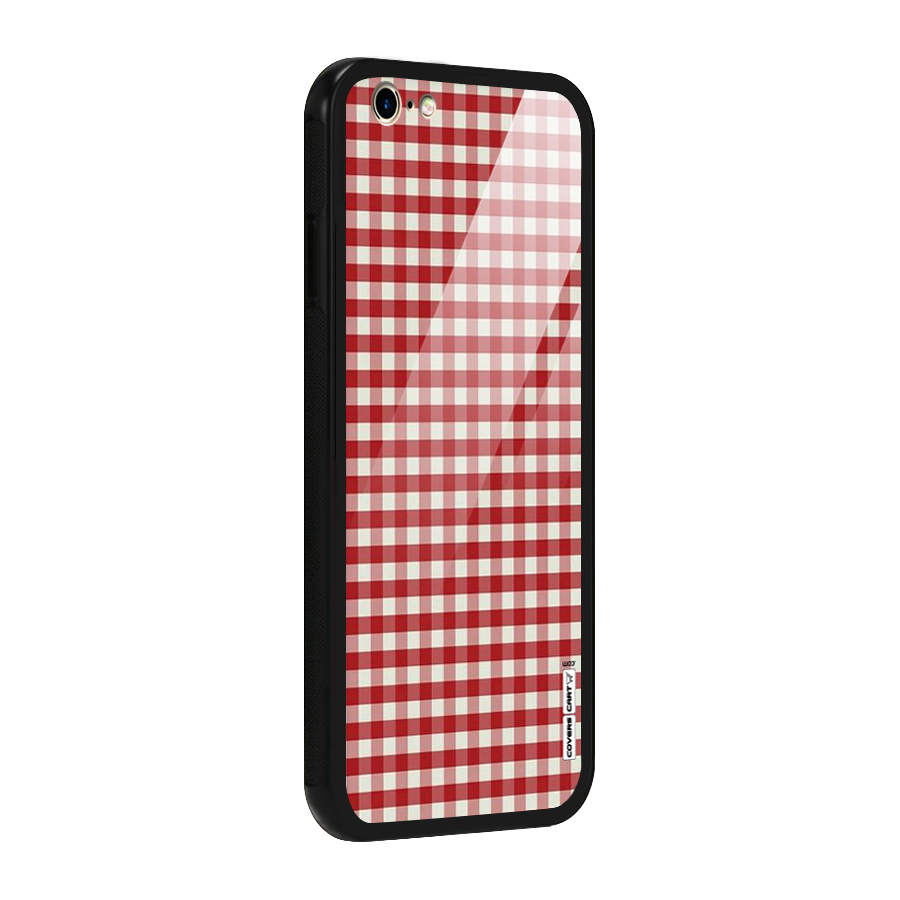 Red White Check Glass Back Case for iPhone 6 6S