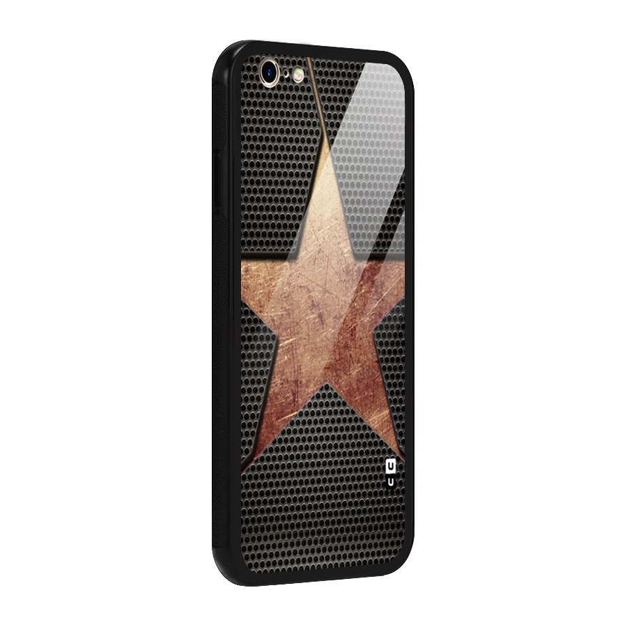 Rugged Gold Star Glass Back Case for iPhone 6 6S