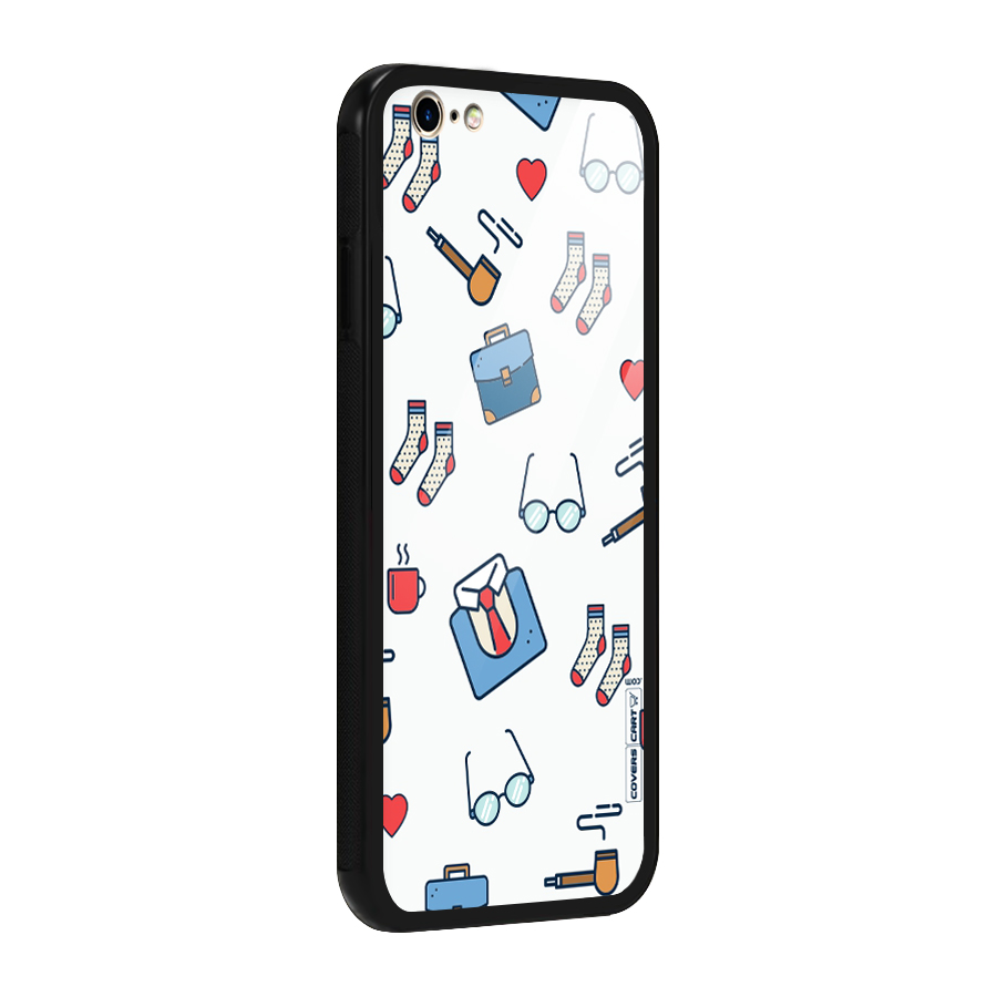 Shirt Spectacles Pattern Glass Back Case for iPhone 6 6S