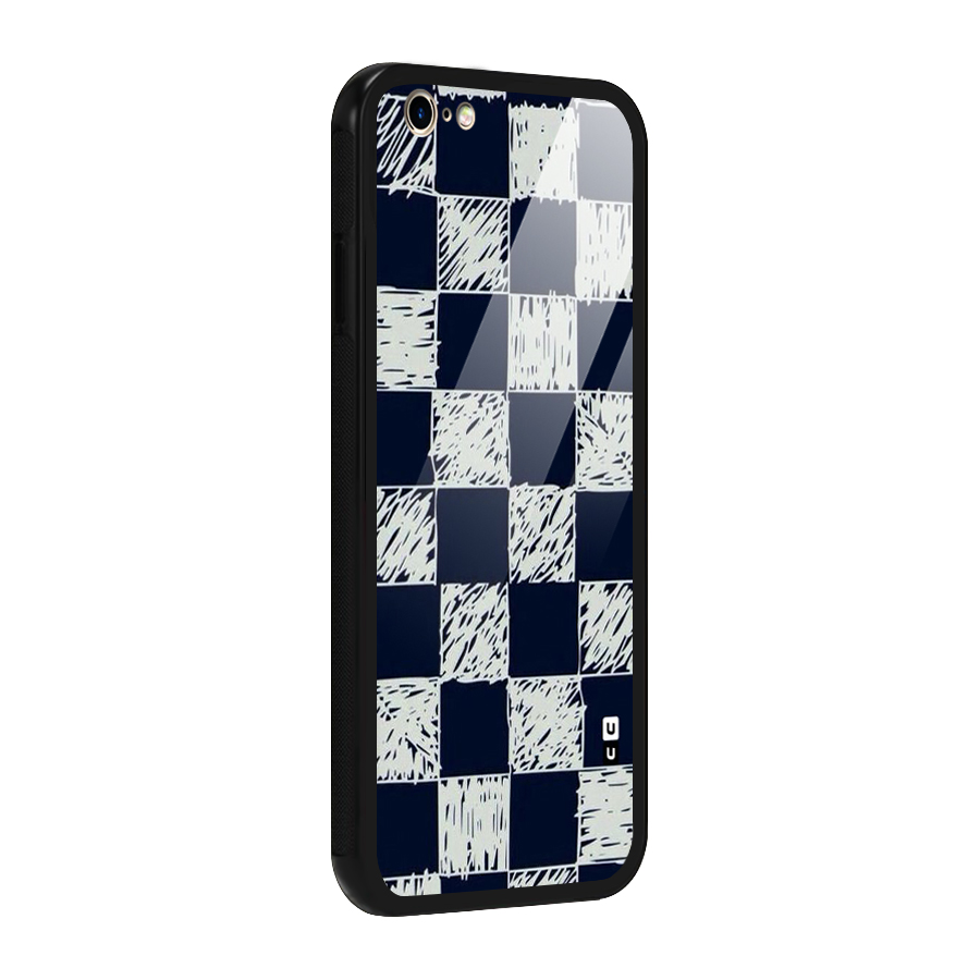 Sketchy Check Design Glass Back Case for iPhone 6 6S