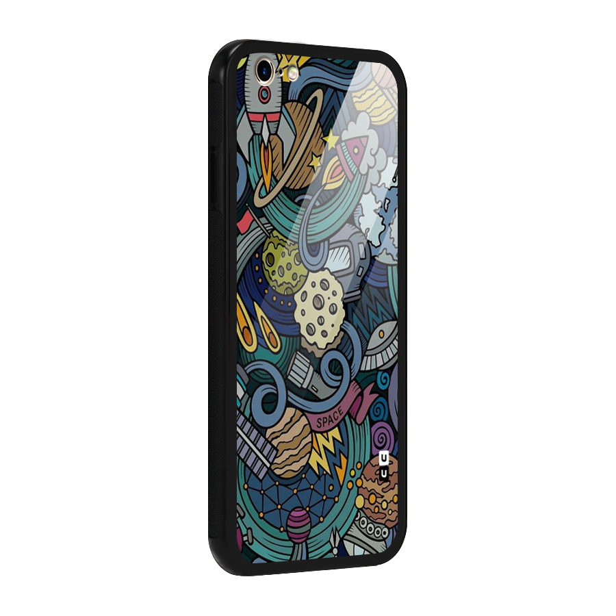 Space Pattern Blue Glass Back Case for iPhone 6 6S