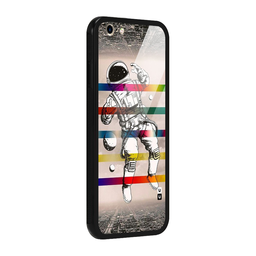 Spaceman Rainbow Stripes Glass Back Case for iPhone 6 6S