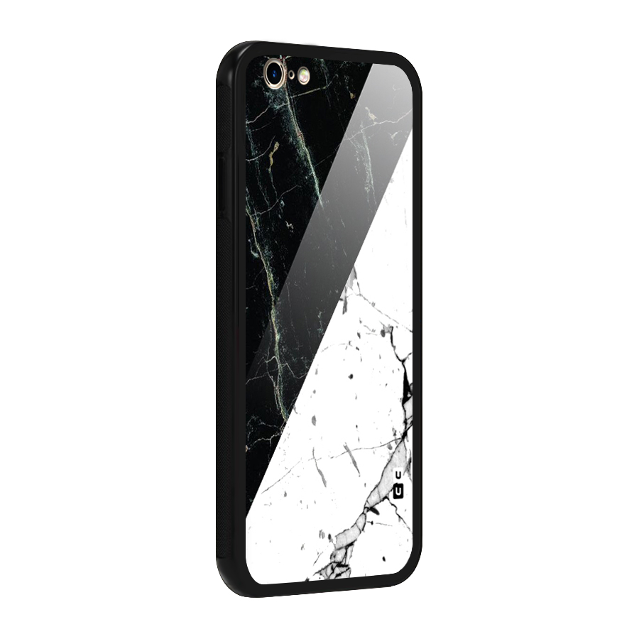 Stylish Diagonal Marble Glass Back Case for iPhone 6 6S