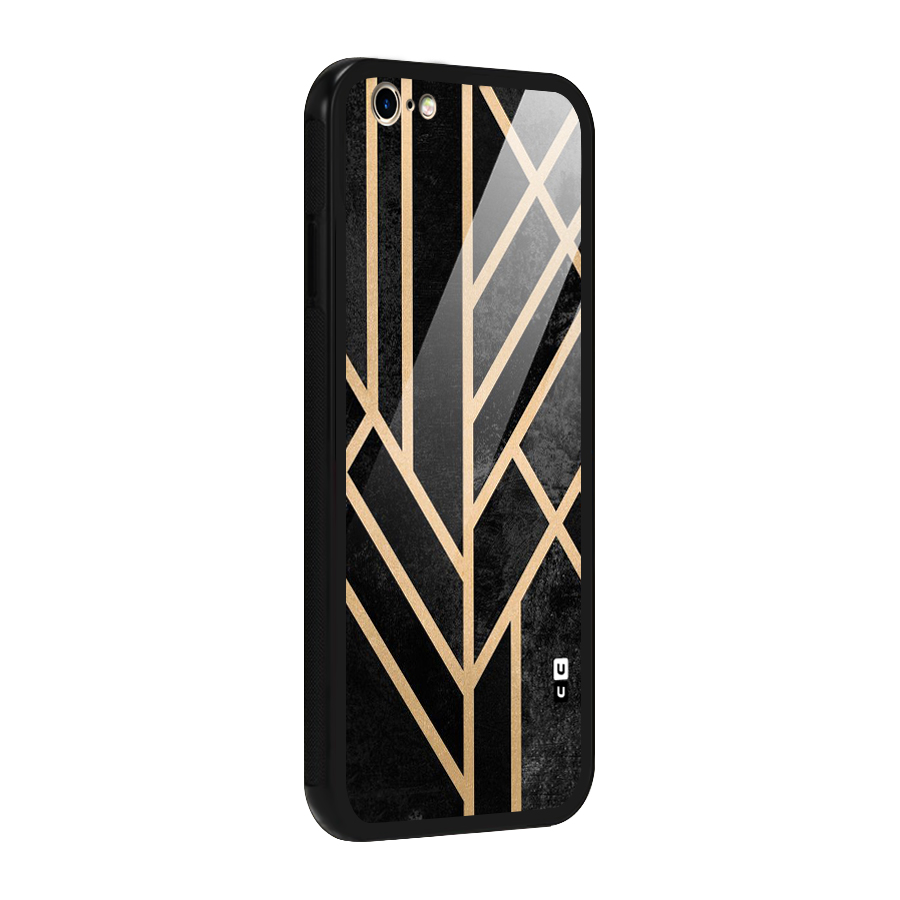 Tri Lines Gold Glass Back Case for iPhone 6 6S