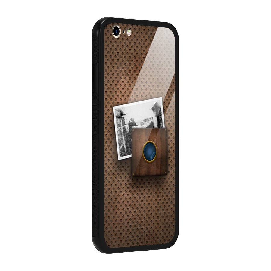 Vintage Wood Camera Glass Back Case for iPhone 6 6S