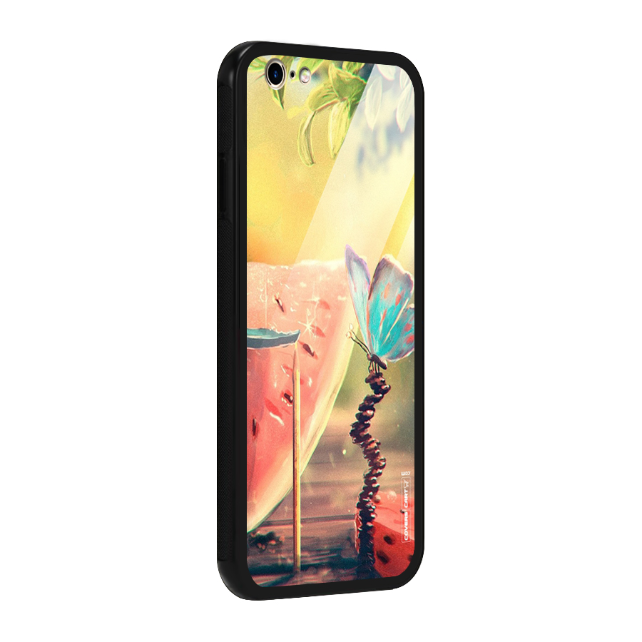 Watermelon Butterfly Glass Back Case for iPhone 6 6S