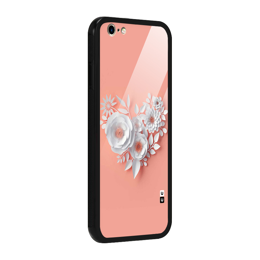 White Paper Flower Glass Back Case for iPhone 6 6S