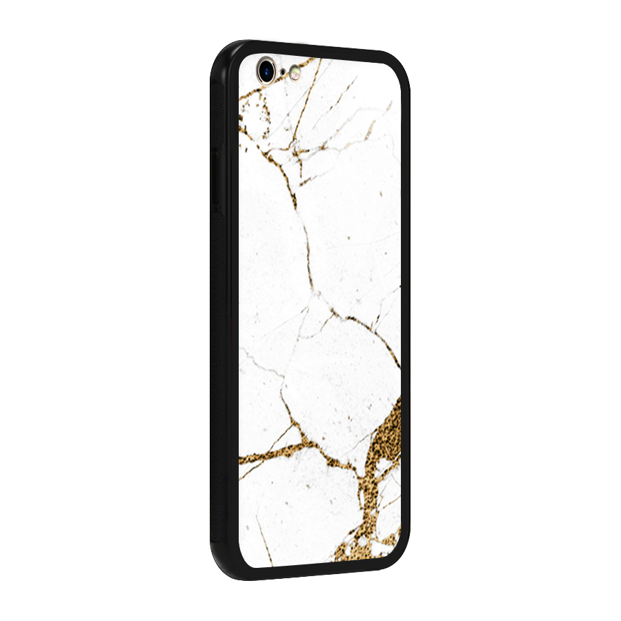 White and Gold Design Glass Back Case for iPhone 6 6S