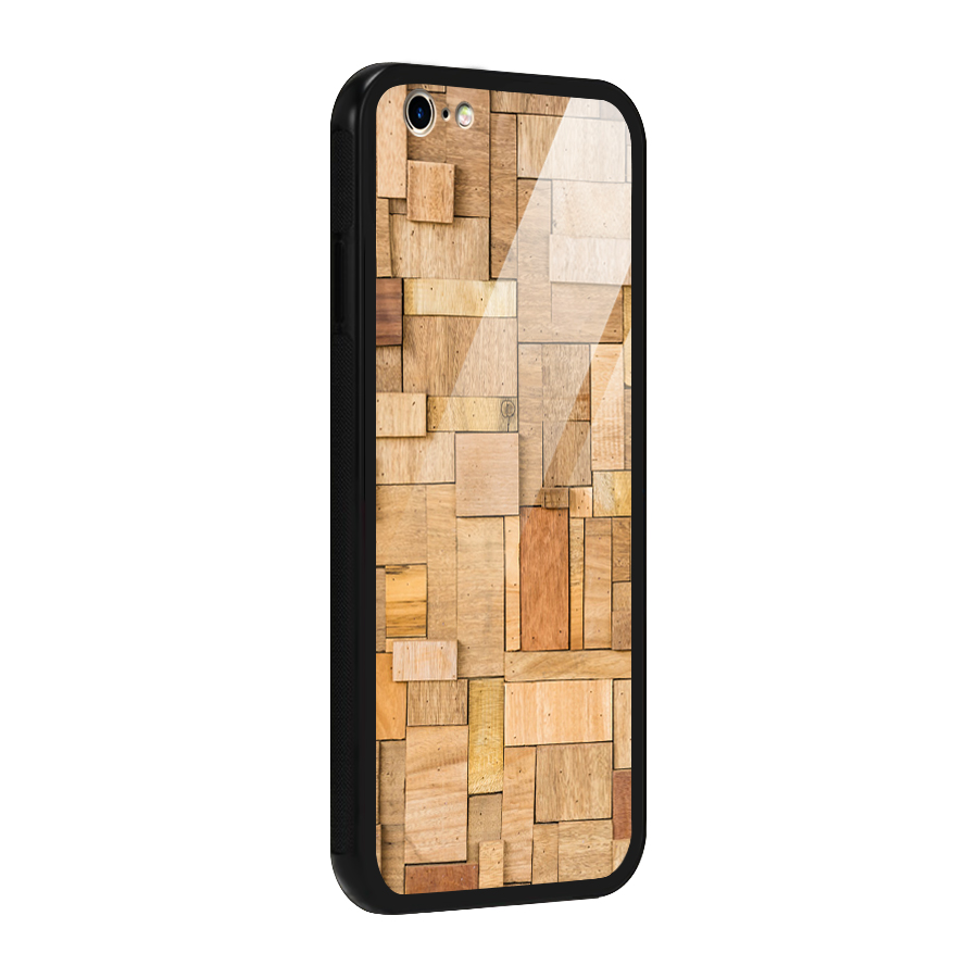 Wooden Blocks Glass Back Case for iPhone 6 6S