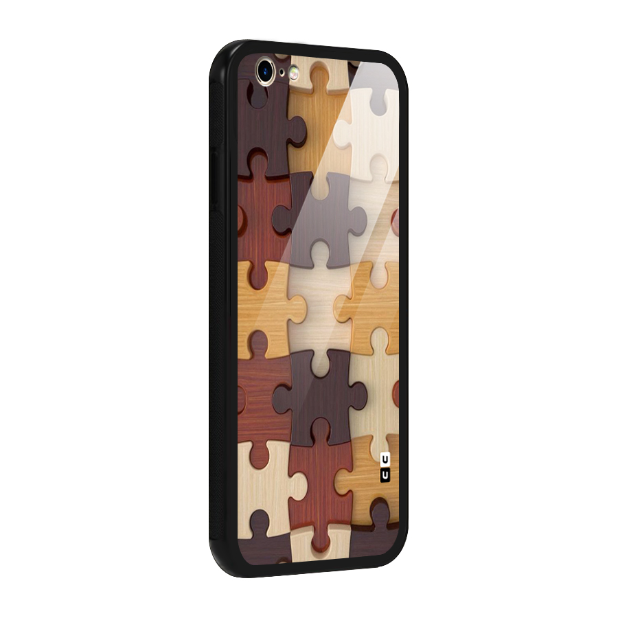 Wooden Puzzle (Printed) Glass Back Case for iPhone 6 6S
