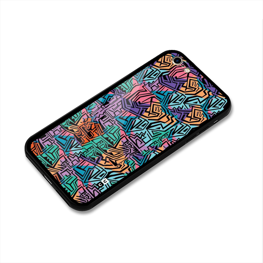 Abstract Lining Colors Glass Back Case for iPhone 6 6S