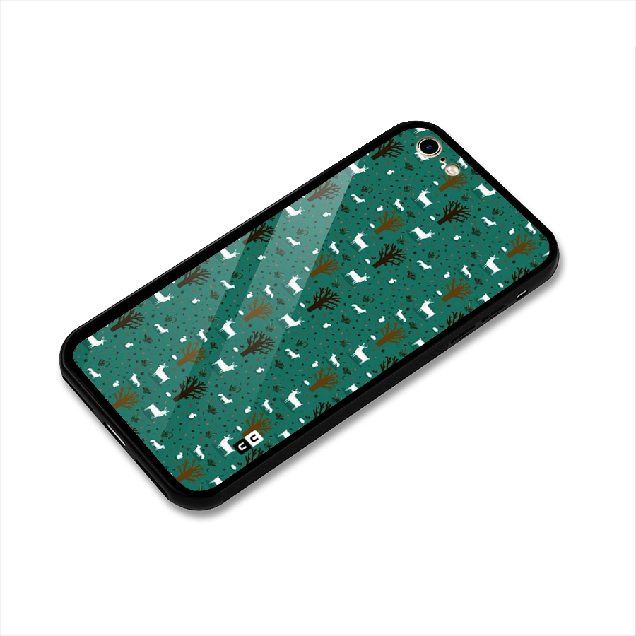 Animal Grass Pattern Glass Back Case for iPhone 6 6S