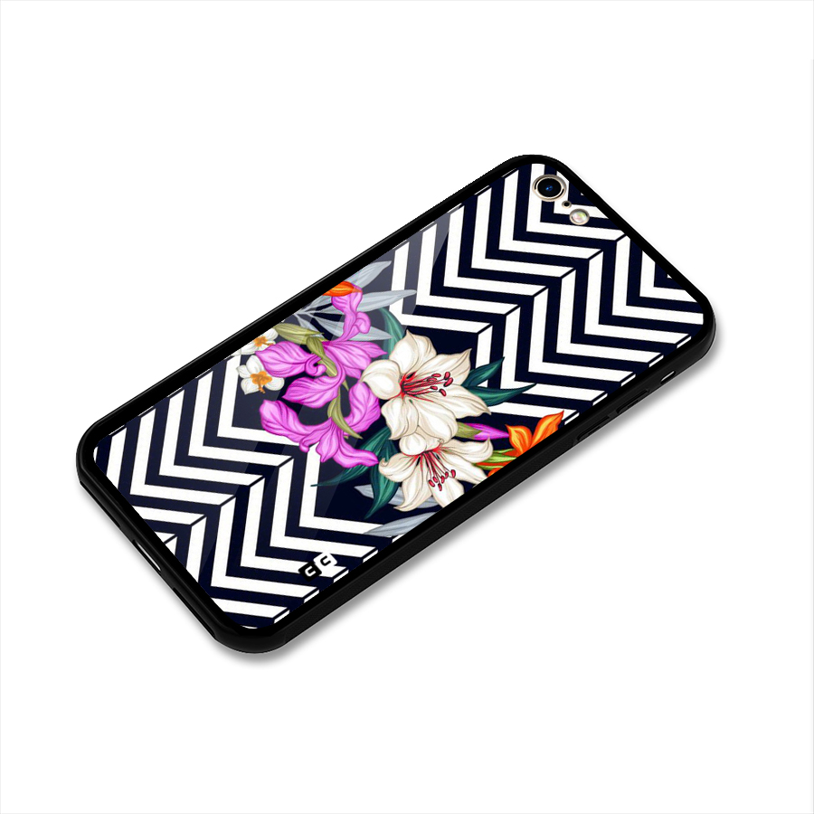 Artsy ZigZag Floral Glass Back Case for iPhone 6 6S