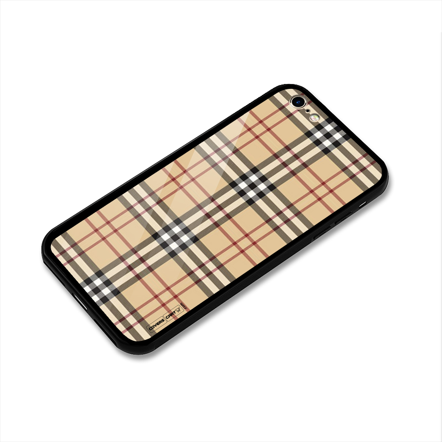 Beige Check Glass Back Case for iPhone 6 6S