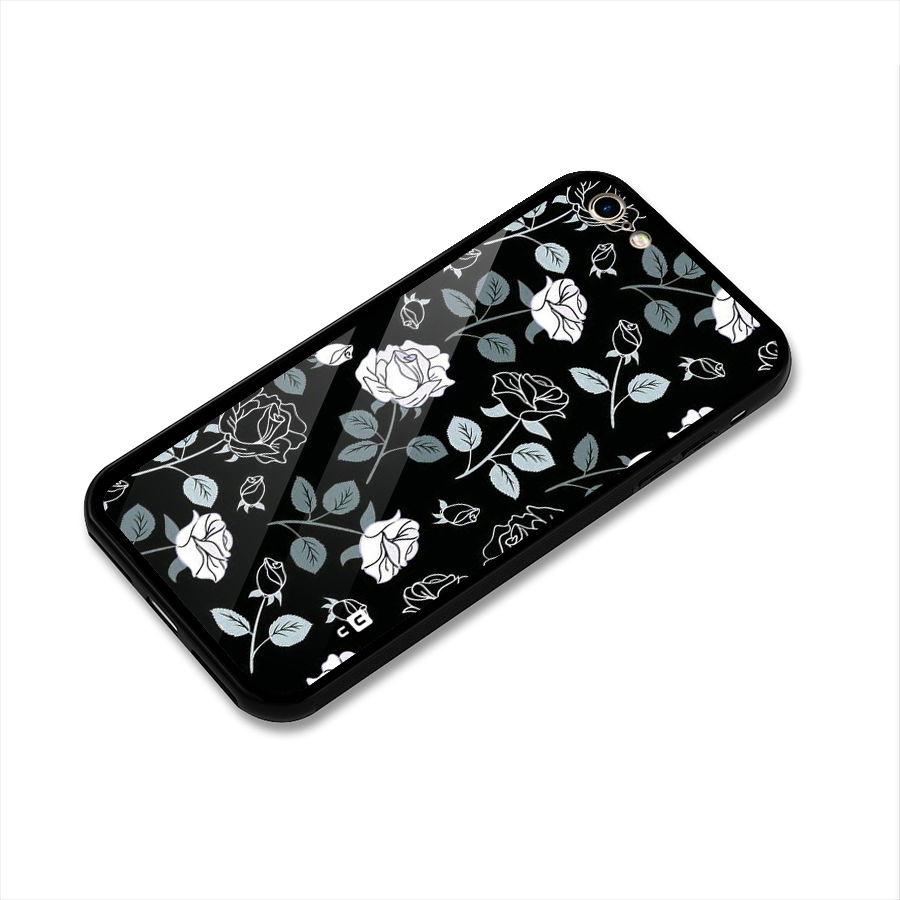 Black Artsy Bloom Glass Back Case for iPhone 6 6S