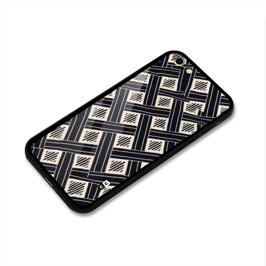 Black Beige Criscros Glass Back Case for iPhone 6 6S