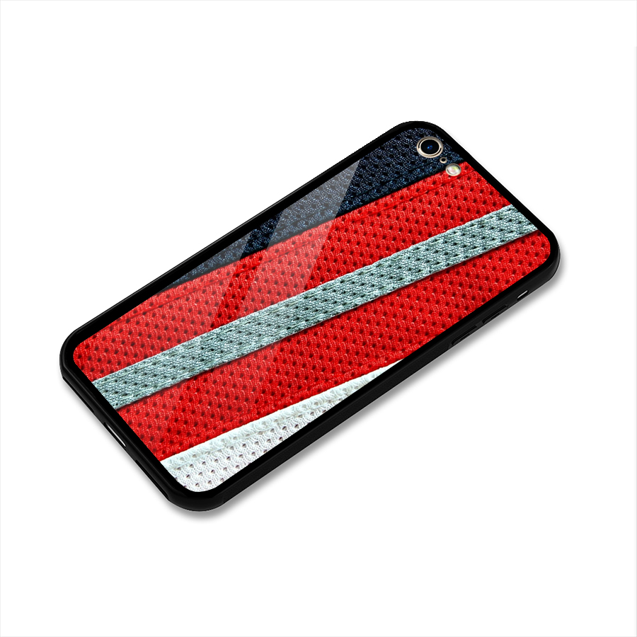 Black Red Grey Stripes Glass Back Case for iPhone 6 6S