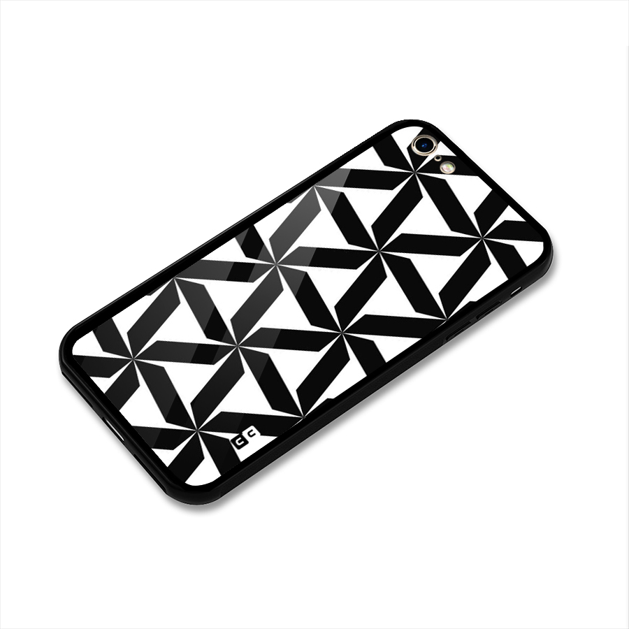 Black White Fan Design Glass Back Case for iPhone 6 6S