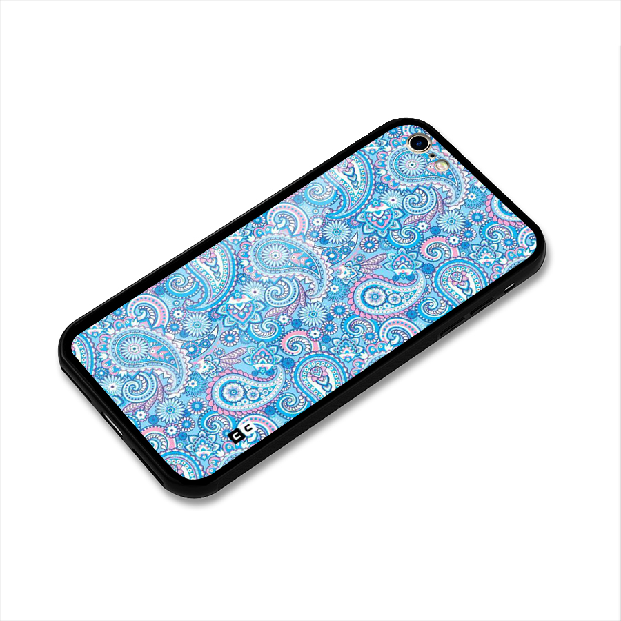 Blue Block Pattern Glass Back Case for iPhone 6 6S