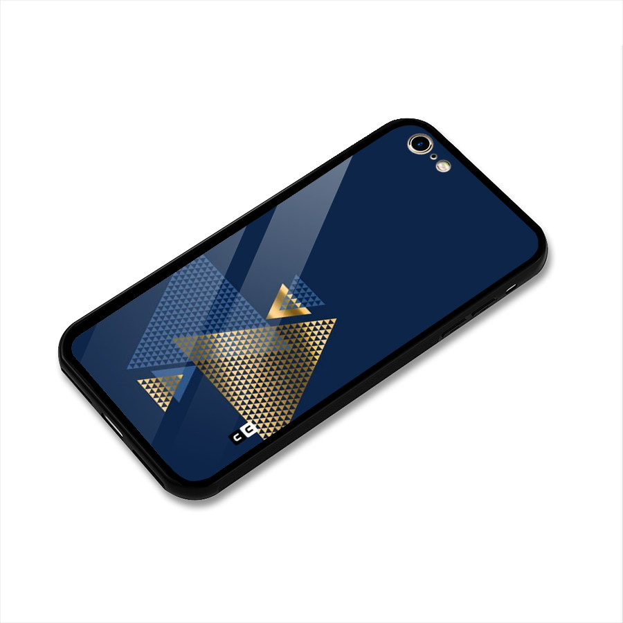 Blue Gold Triangles Glass Back Case for iPhone 6 6S