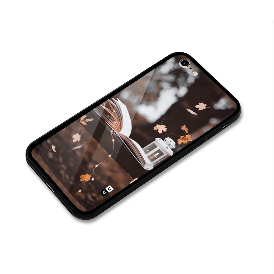 Book and Fall Leaves Glass Back Case for iPhone 6 6S