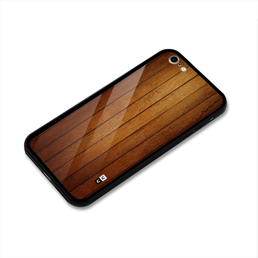 Brown Wood Design Glass Back Case for iPhone 6 6S
