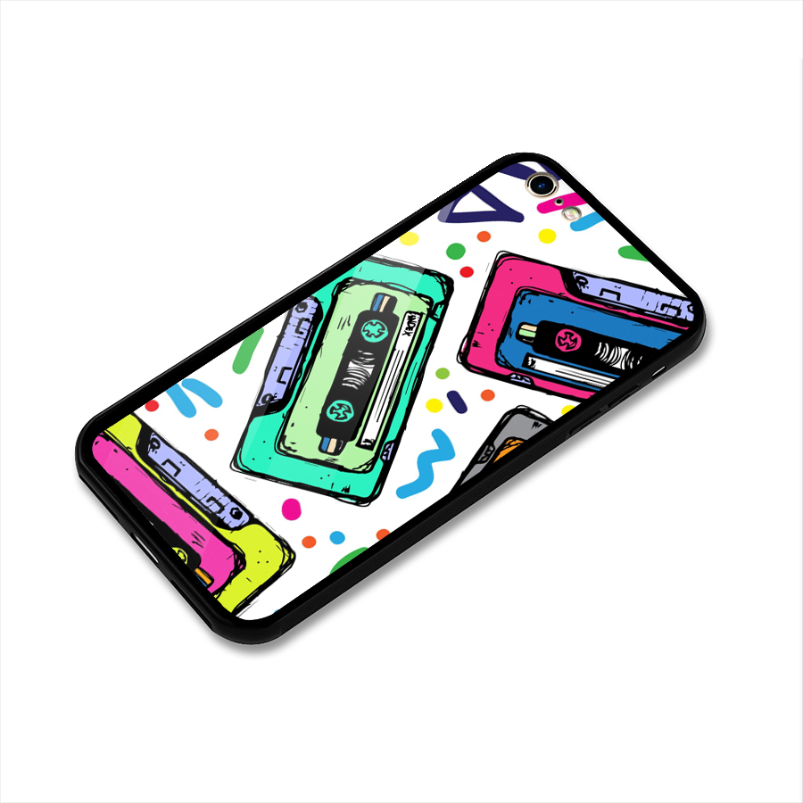 Cassette Pattern Glass Back Case for iPhone 6 6S