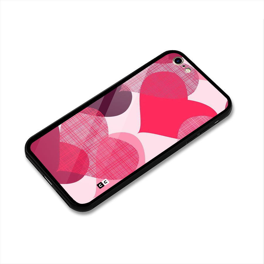 Check Pink Hearts Glass Back Case for iPhone 6 6S