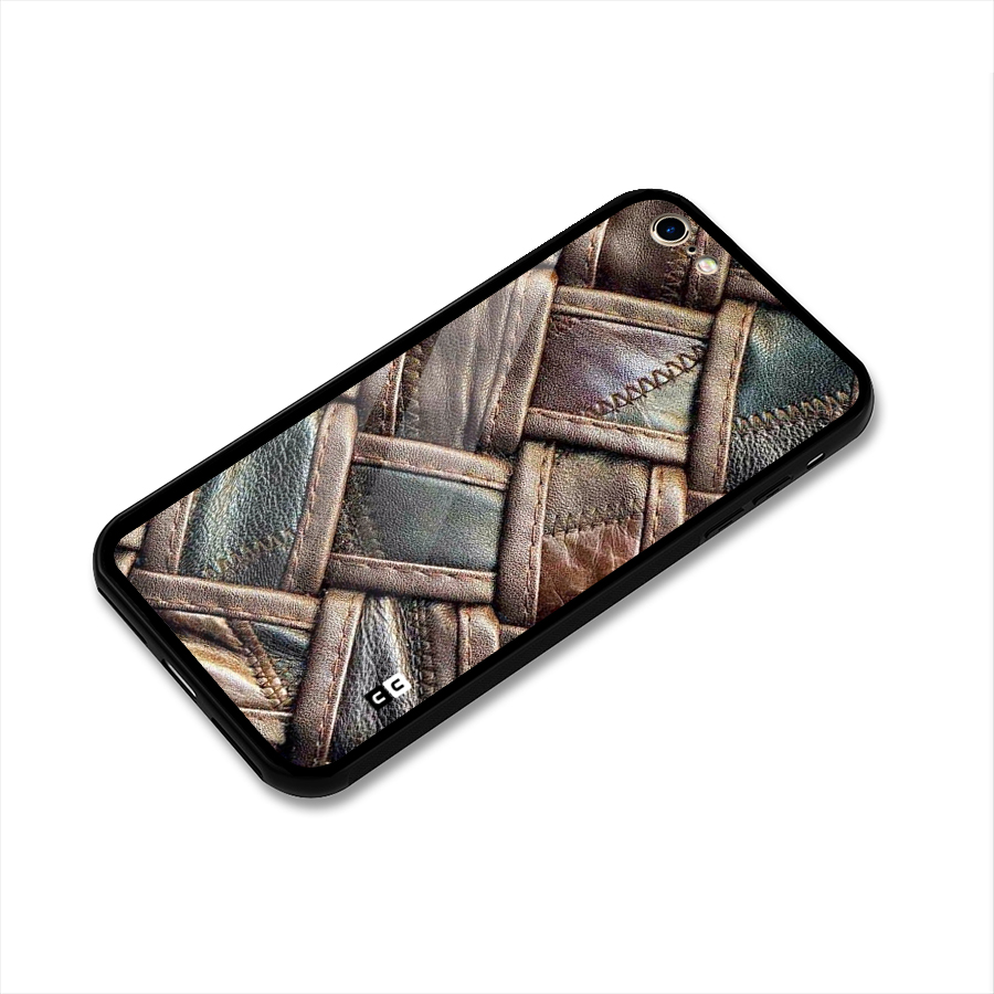 Classic Leather Belt Design Glass Back Case for iPhone 6 6S