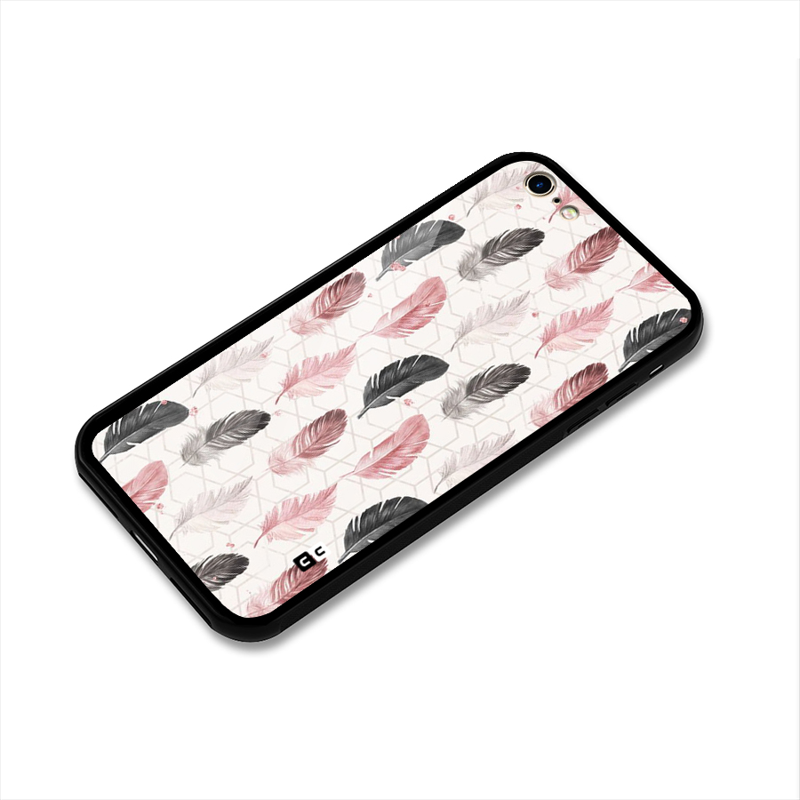 Feather Line Pattern Glass Back Case for iPhone 6 6S