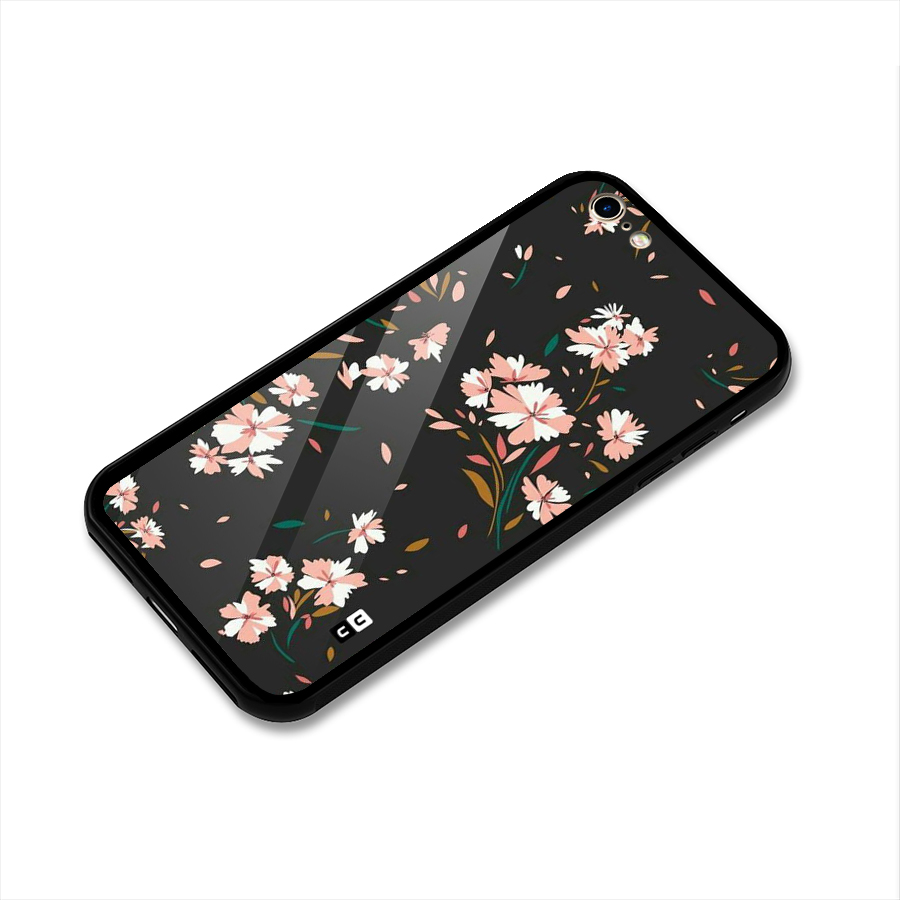 Floral Petals Peach Glass Back Case for iPhone 6 6S
