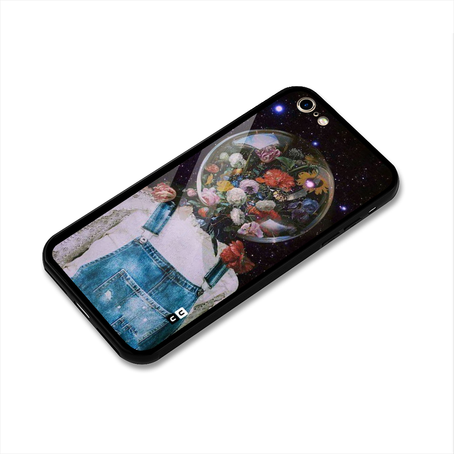 Flower Face Glass Back Case for iPhone 6 6S