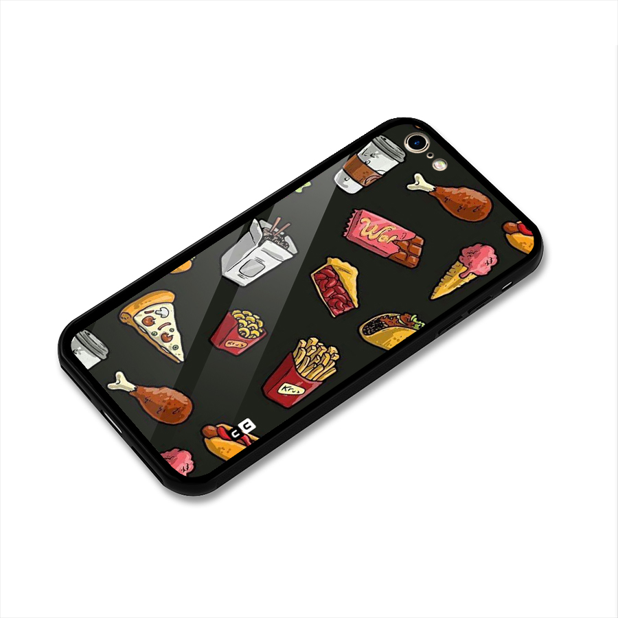 Foodie Pattern Glass Back Case for iPhone 6 6S