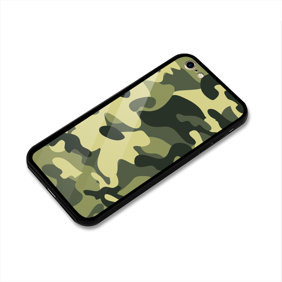 Green Military Pattern Glass Back Case for iPhone 6 6S