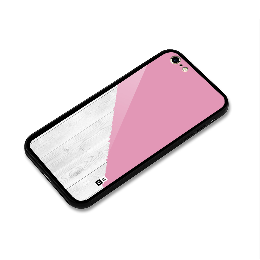 Grey Pink Wooden Design Glass Back Case for iPhone 6 6S