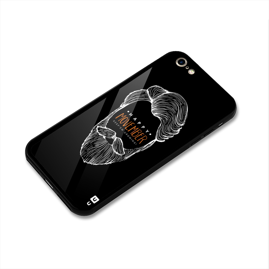Happy Movember Black Glass Back Case for iPhone 6 6S