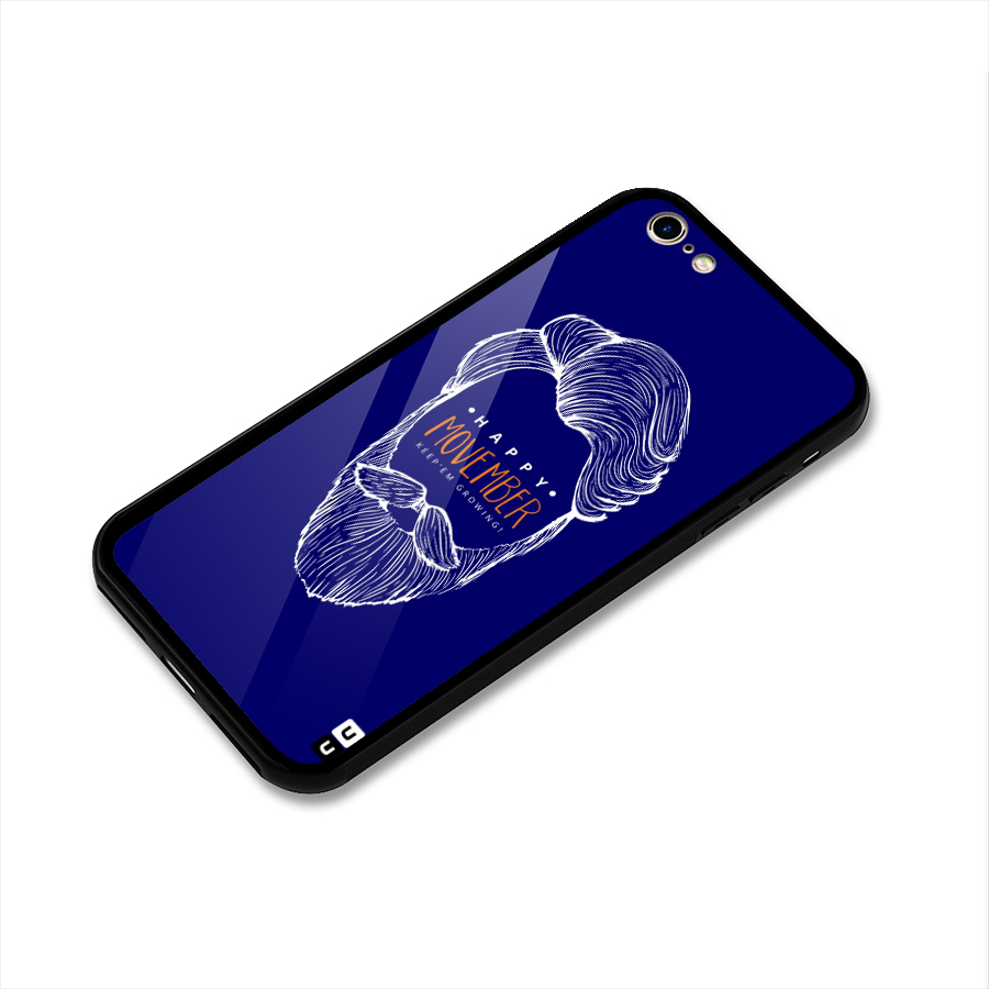 Happy Movember Blue Glass Back Case for iPhone 6 6S