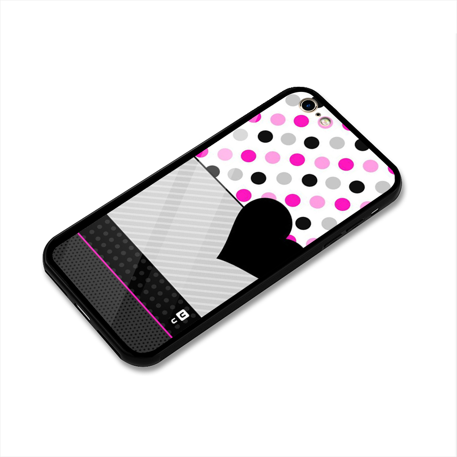 Heart Polka Stripes Glass Back Case for iPhone 6 6S